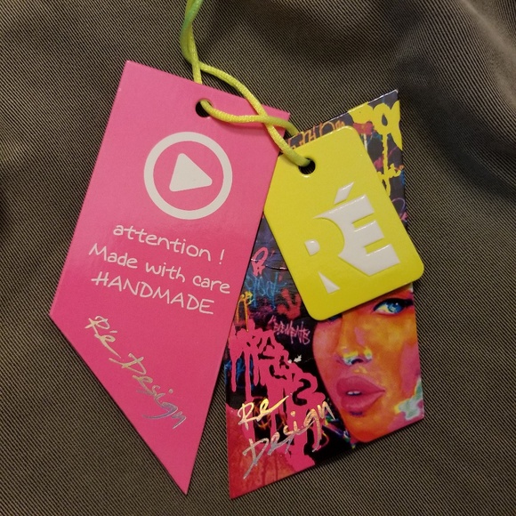 Re Design ❤ Handmade Army Green Studded Cargo Vest - Picture 5 of 7